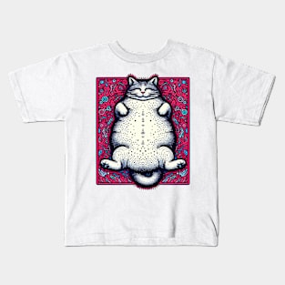 yoga psychedelic cat Kids T-Shirt